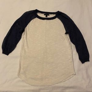 J.Crew Linen Sweater White with Blue Sleeves